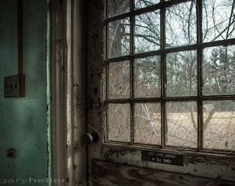 Keep door locked, Abandoned Asylum Old building, Fine Art Color Photograph, Creepy Places, Beauty of decay, signed Print