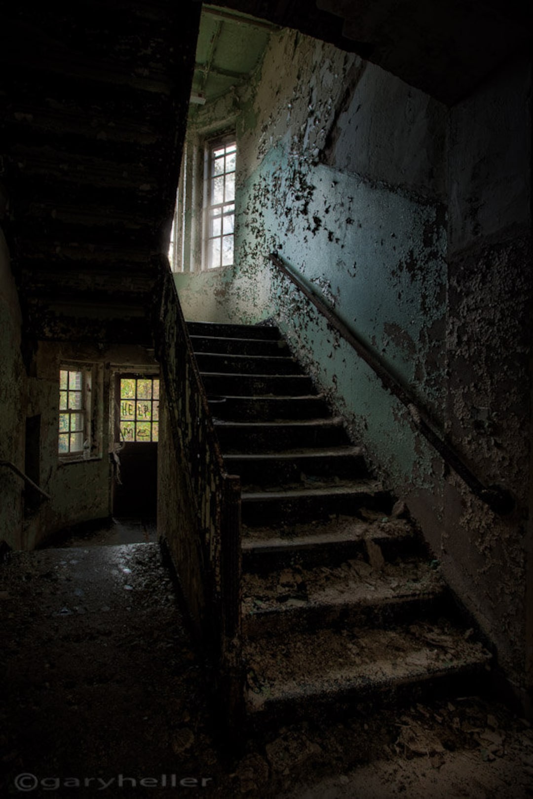 Stairwell in Abandoned Asylum Building 138 Fine Art Print Old Building