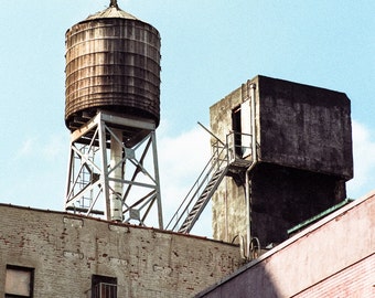 New York Water Towers 5 - New York Sights, Manhattan, Midtown, City Scenes, Urban Scenes, Square Format Signed Print