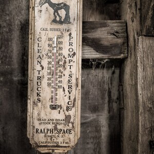 We Buy Old Horses - Antique thermometer, Fine art Print, Brown, Black White, Sepia Photograph, signed.