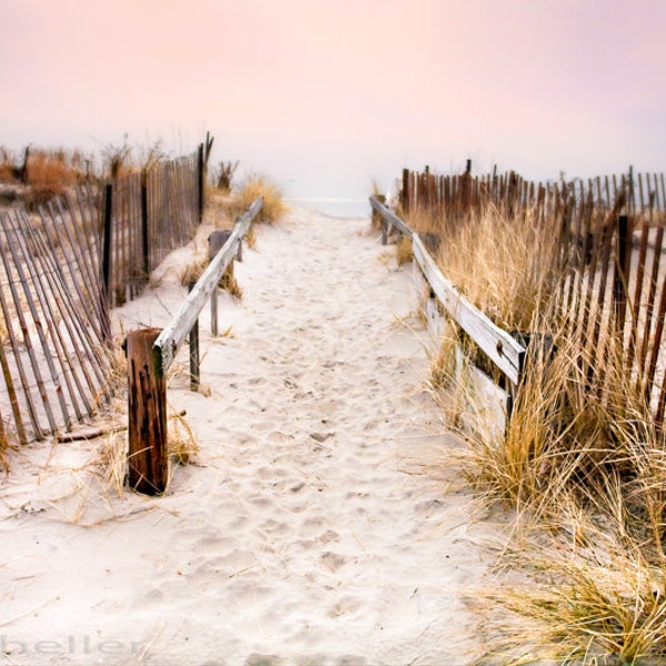 Love, Footprints in the Sand, Romantic Sunset Color Photography, Romantic Gift, Signed Print, Free Shipping