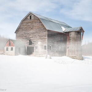Snowy Winter Barn, Wall Art, Classic Original Art Print, Old Barn, Rustic Winter Farm Scene, Fine Art Photography Print.