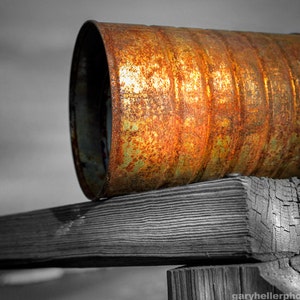 Orange Appeal, Pop Art, Old Rusted Can, Selective Color, Rust, Color photography print, signed.