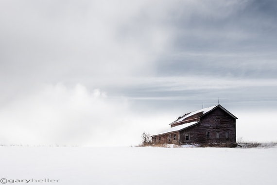 Farmhouse Old Barn Photo Snowy Winter Rustic Landscape Icy Etsy