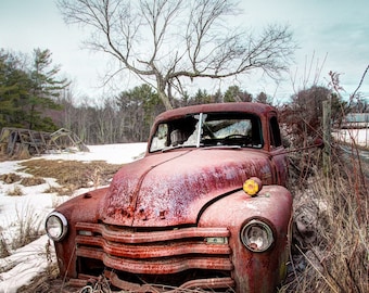 Country Chevrolet, Abandoned Truck in classic Americana scene, Signed Photography Print of an old Chevy Truck in the country Abandoned Rust