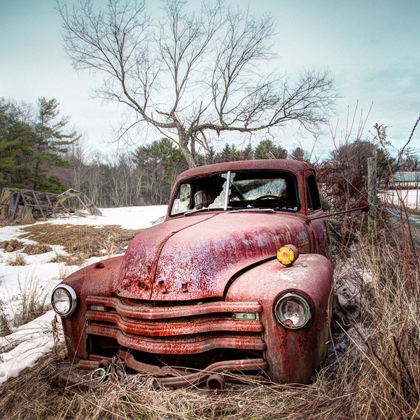 Country Chevrolet, Abandoned Truck in classic Americana scene, Signed Photography Print of an old Chevy Truck in the country Abandoned Rust