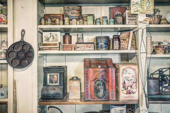 Coffee, Tobacco and Spice, On the shelves, 19th Century, General Store, So  many great old things on display. Art Photography Print