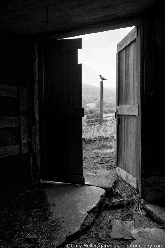 Old Barn Doors View From Within Black And White Fine Art Etsy
