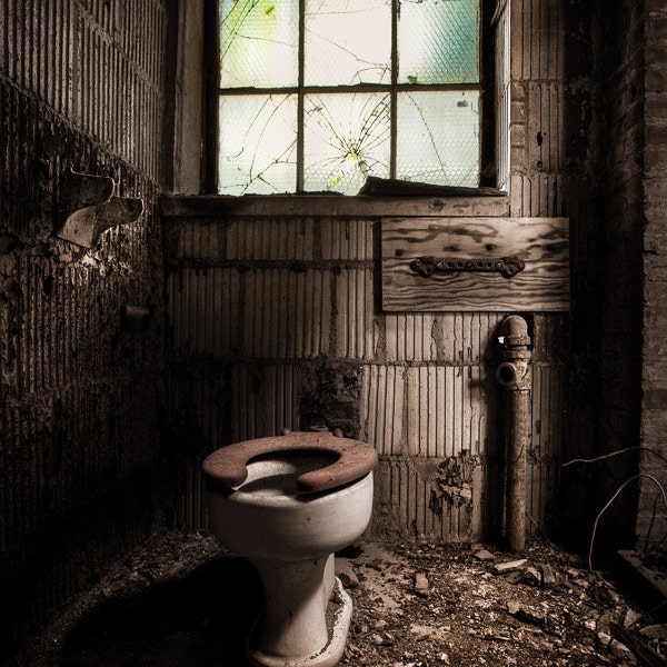 Abandoned Places, Old Toilet, Bathroom Art, Urban Exploration, Color Photograph of an old toilet in abandoned building, Signed.