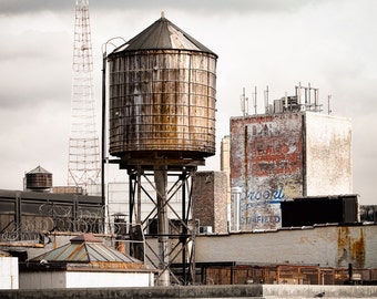 New York Water Tower 16 - NY Scenes Industrial Wall Art, Urban Scenes, Free Shipping, Old Building, Color Photography print