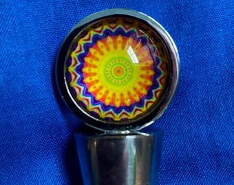 Quality Graphic Glass Cab Bottle Stopper- Wine - Barware- Free Shipping