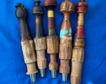 Antique Wooden spindle  Beer Tap Handle -Folk Art - India - Man Cave - Barware