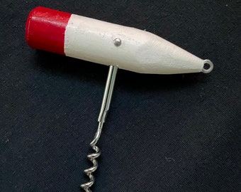 Corkscrew- Vintage Fishing Float- Barware- Wine