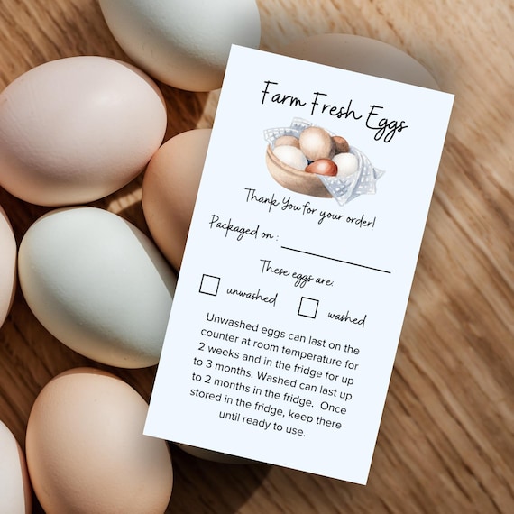 Farm Fresh Egg Handling Instruction Cards: Backyard Chicken Egg Tips