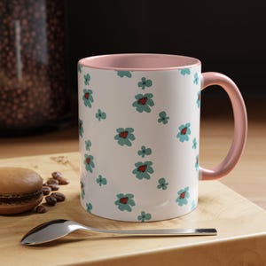 Mug, cool blue flower pattern, Floral Coffee Cup, Ceramic Tea Mug, Gift for Flower Lovers, Kitchen Decor, Botanical Design