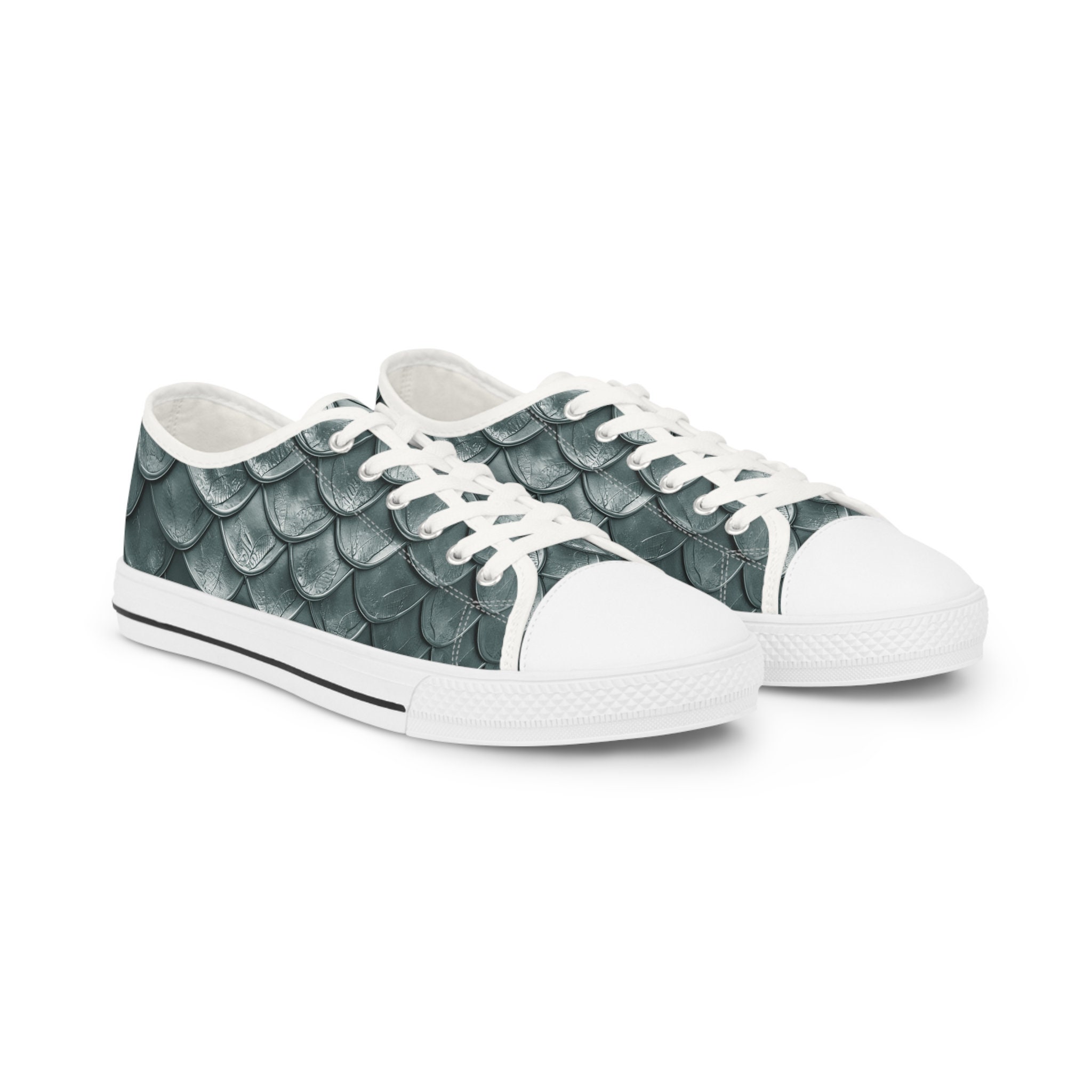 Grey Mermaid Scales - Men's Low Top Sneakers