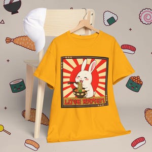Ramen Bunny T-Shirt, Cute Rabbit Noodle Tee, Japanese Food Lover Gift, Funny Animal Top, Kawaii Pet Apparel, Foodie Shirt
