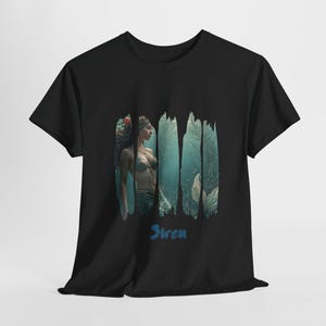 Mermaid T-Shirt, Siren T-Shirt, Beach Graphic Tee Shirt, Nautical Apparel, Mythical Sea Creature Top, Curvy Beautiful Mermaid