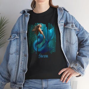Mermaid Tee, Ocean Lover Shirt, Beach Graphic T-Shirt, Nautical Apparel, Mythical Sea Creature Top, Curvy Beautiful Mermaid