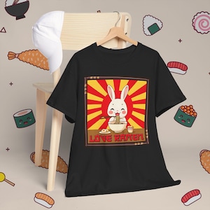 Ramen Bunny Tee Shirt, Cute Rabbit Noodle T-Shirt, Japanese Food Lover Gift, Funny Animal Top, Kawaii Pet Apparel, Foodie Shirt