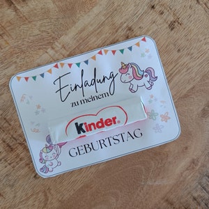 PDF Druckvorlage Einladung Kindergeburtstag, Mädchen  Partyeinladung mit Schokolade Einladungskarte zum basteln DIY Einhorn