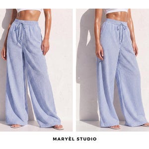 Wide Leg Palazzo Pants Pdf Sewing Pattern, Easy Summer Pants with Pockets , Elastic Waist, Beginner Patterns, US 0-20 image 2