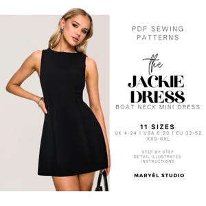 Boat Neck A-Line Mini Dress Pattern| Hoco Sleeveless Dress| Beginner Friendly| US 0-20| EU 32-52 | PDF Digital Download