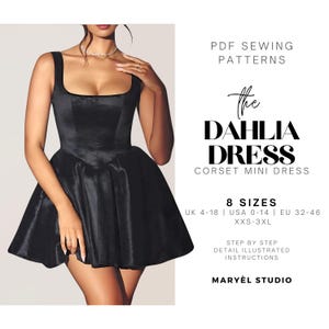 Corset Mini Dress Sewing Pattern: Lace-Up Back (PDF Digital Download  Pattern US 0-US 20)