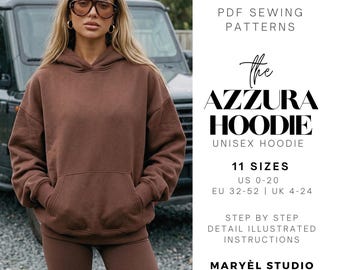 Women Hoodie Sewing Pattern | Oversized Sweatshirt Pattern| Easy Beginner Hoodie| Beginners Sewing Patterns| US 0-20