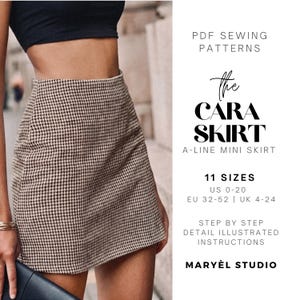 A-Line Mini Skirt PDF Sewing Pattern, Easy Winter Skirt, Beginner Sewing Pattern, US 0-20
