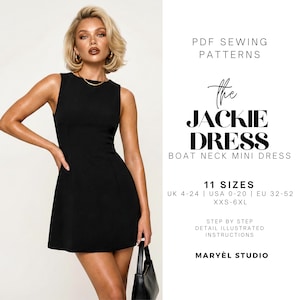 Boat Neck A-Line Mini Dress Sewing Pattern| Easy Beginner Dress | Sleeveless | Pdf Digital Instant Download| US 0-20