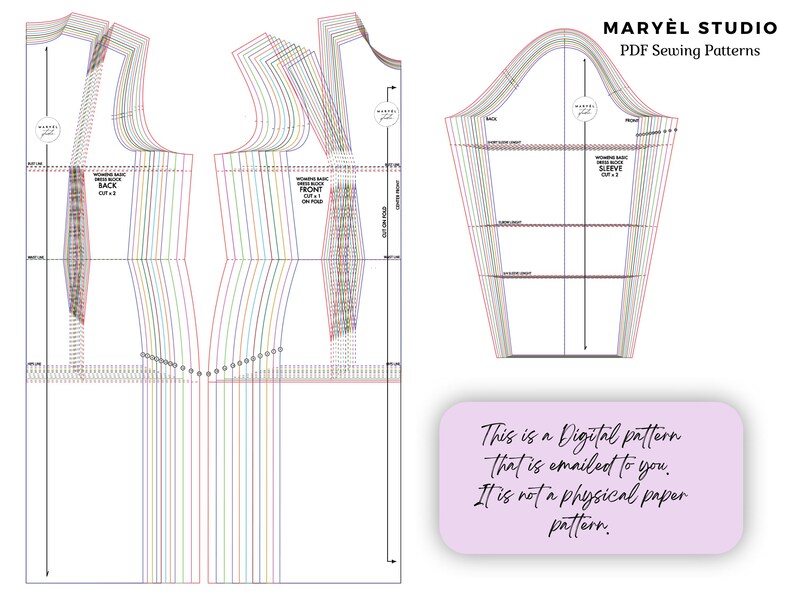 Basic Dress Block Sewing Pattern With Sleeves| Shoulder Dart Dress ...