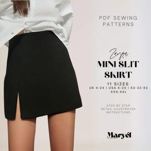 Mini Skirt Sewing Pattern| Skirt Pattern| Skirt Sewing Pattern| Slit Skirt Pattern| A-Line Skirt Pattern| Women Sewing Pattern| Beginner