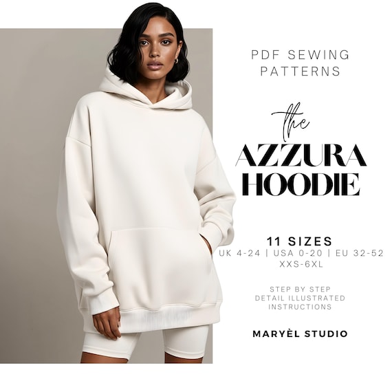 Women Hoodie Sewing Pattern| Oversized Hoodie Pattern| Oversized Sweatshirt Pattern| PDF Digital Download| Beginners Sewing  Patterns