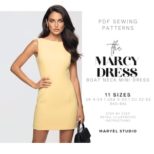 Mini Boat Neck Dress Sewing Pattern| Hoco Dress Sewing Pattern| Homecoming Easy Beginner Dress Pattern| Pdf Digital Download| US 0-20