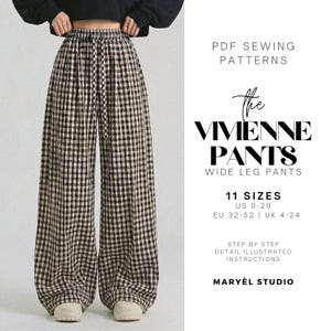 Wide Leg Pants Pdf Sewing Pattern, Easy Palazzo Summer Pants ,Beginner Friendly, US 0-20