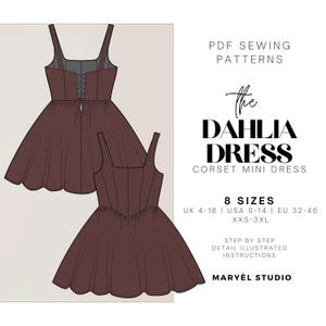Dahlia Corset Mini Dress Sewing Pattern: Lace-Up Back (PDF Pattern)