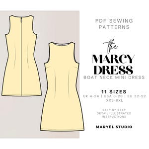 Boat Neck Dress Sewing Pattern| A-Line Sleeveless Dress Pattern| Digital PDF Download| Beginner-friendly| Uk 4-24 | Us 0-20 | Eu 32-52