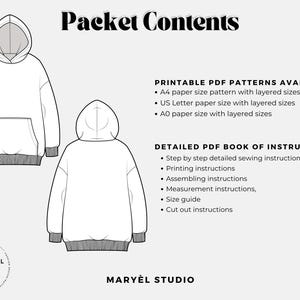 Hoodie Sewing Pattern| Oversized Sweatshirt Pattern| PDF Digital Instant Download| Beginners Sewing Patterns| US 0-20 image 8