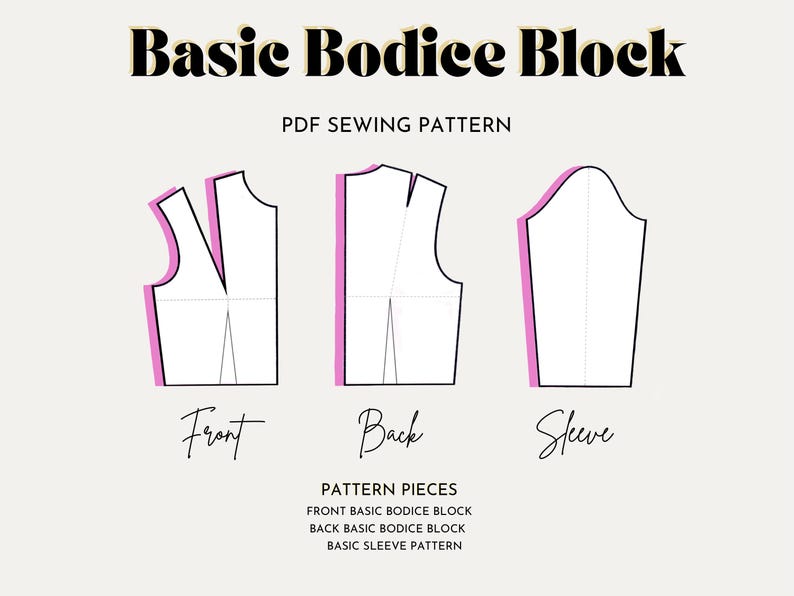 Basic Bodice Block Sewing Pattern: UK 4-18, US 0-14 (PDF Digital ...