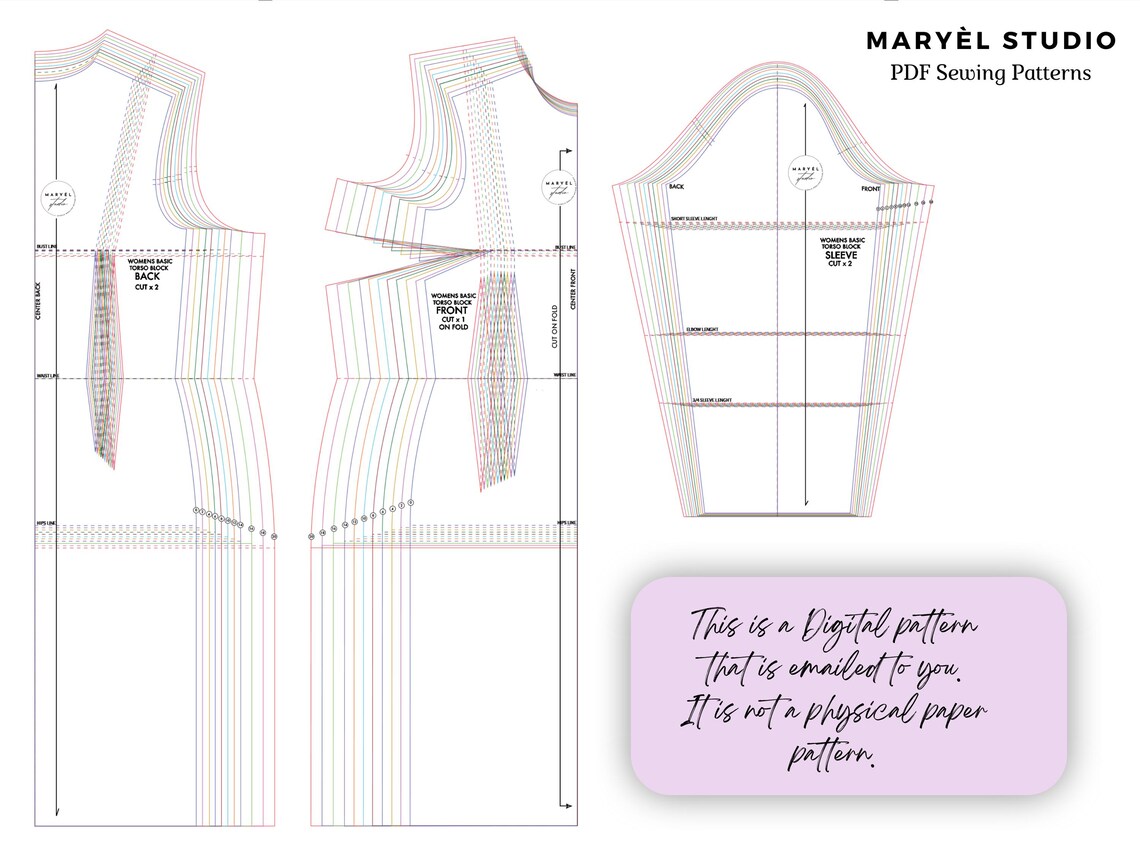 Basic Dress Block Sewing Pattern| Basic Dress Block| Basic Dress Sloper ...