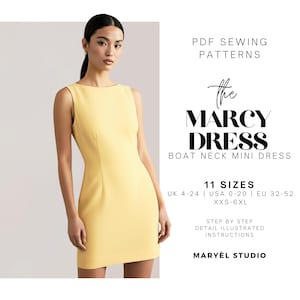 Boat Neck Dress Sewing Pattern| Hoco A-Line Sleeveless Dress, Beginner Friendly| Pdf Digital Download| US 0-20