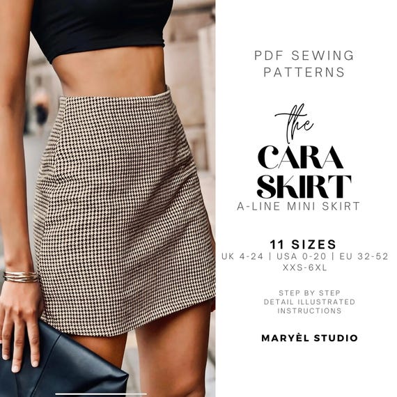 A-Line High-Waist Mini Skirt Sewing Pattern | Easy Women Skirt| Beginner Friendly| Pdf Digital Download| US 0-20