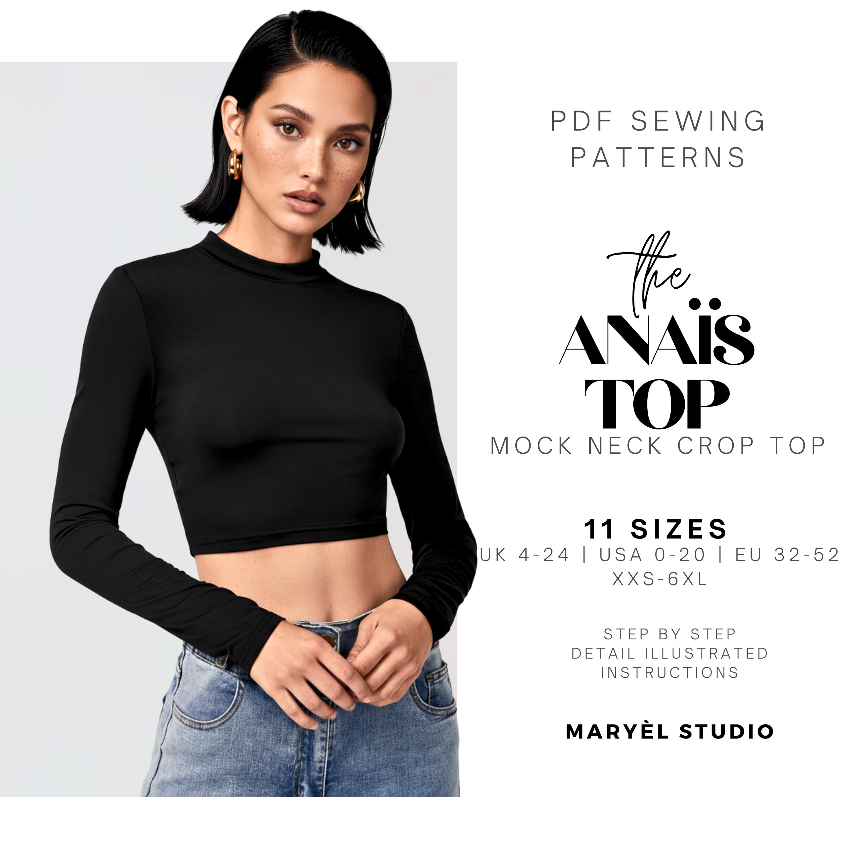 Haut Crop à Motifs Col Haut - Taille S - Viscose Extensible - Occasion Très Bon état
