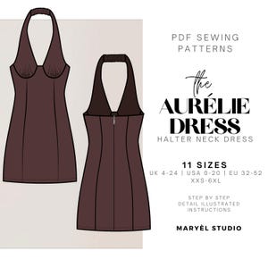 Halter Mini Dress Sewing Pattern| Summer Mini Dress Pattern| Linen Dress Pattern | US 0-20) (PDF Download)