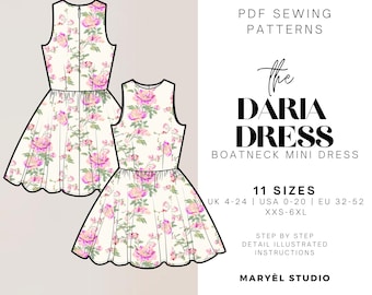 Mini Flare Dress Sewing Pattern| Circle Dress Pattern| Hoco Flare Dress Pattern| Pdf Digital Download| Sizes xxs-6xl US 0-20 EU 32-52