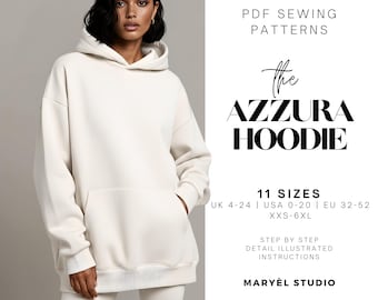 Hoodie Sewing Pattern| Oversized Sweatshirt Pattern| PDF Digital Instant Download| Beginners Sewing Patterns| US 0-20