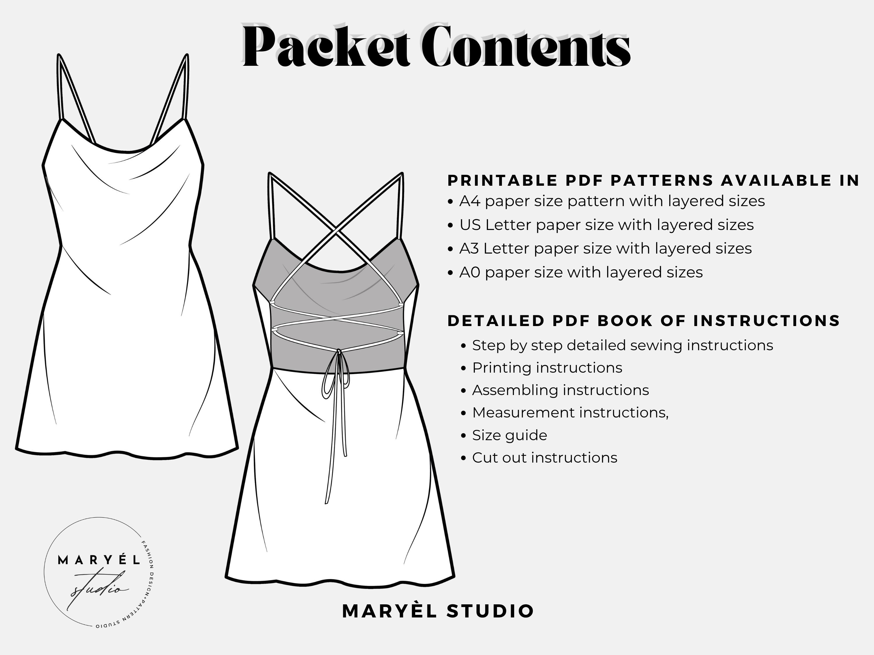 Cowl Neck Mini Dress Pattern| Backless Back Tie Dress Sewing Pattern| Bias Dress  Pattern| US 0-20| EU 32-52| PDF Digital Download - Etsy