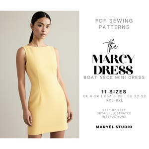 Boat Neck Dress Sewing Pattern| Hoco A-Line Sleeveless Dress, Beginner Friendly| Pdf Digital Download| US 0-20