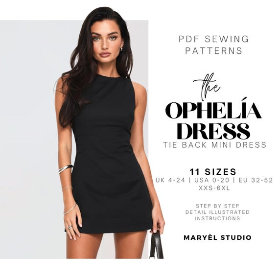 Mini A-line Dress Sewing Pattern| Tie-back Dress| Homecoming Dress Pattern| Pdf Digital Instant Download| US 0-20 Mini A-line Dress Sewing Pattern| Tie-back Dress| Homecoming Dress Pattern| Pdf Digital Instant Download| US 0-20